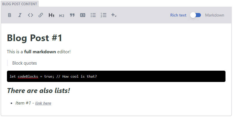 Markdown widget example